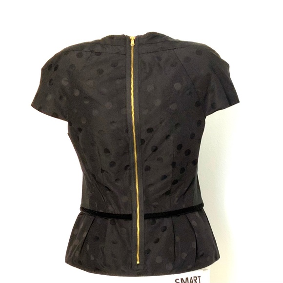 Marc By Marc Jacobs Cotton Silk Polka Dot Velvet Trim Pelpum Top - Picture 2 of 10